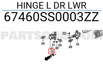 Honda 67460SS0003ZZ HINGE L DR LWR