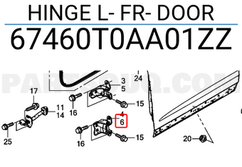 Honda 67460T0AA01ZZ HINGE L- FR- DOOR