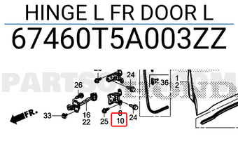 Honda 67460T5A003ZZ HINGE L FR DOOR L