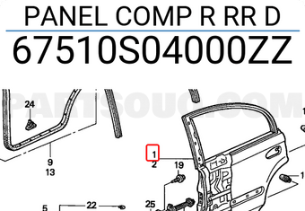 Honda 67510S04000ZZ PANEL COMP R RR D