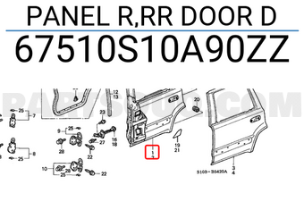 Honda 67510S10A90ZZ PANEL R,RR DOOR D