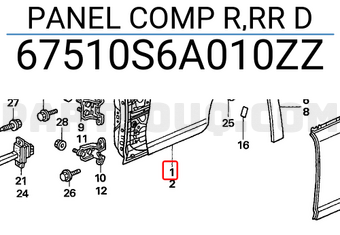 Honda 67510S6A010ZZ PANEL COMP R,RR D