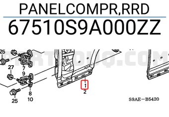 Honda 67510S9A000ZZ PANELCOMPR,RRD