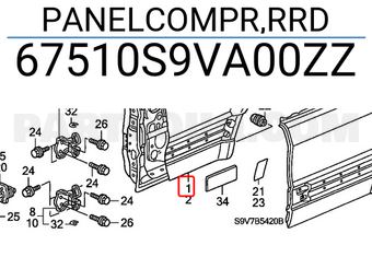 Honda 67510S9VA00ZZ PANELCOMPR,RRD