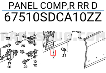 Honda 67510SDCA10ZZ PANEL COMP,R RR D