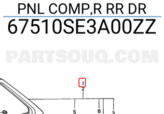 Honda 67510SE3A00ZZ PNL COMP,R RR DR
