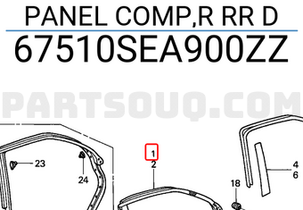 Honda 67510SEA900ZZ PANEL COMP,R RR D