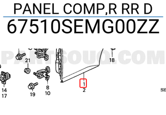 Honda 67510SEMG00ZZ PANEL COMP,R RR D
