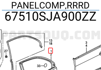 Honda 67510SJA900ZZ PANELCOMP,RRRD