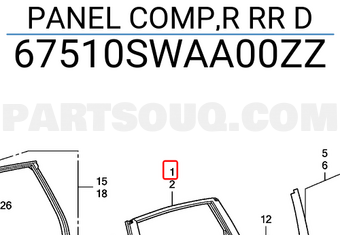 Honda 67510SWAA00ZZ PANEL COMP,R RR D