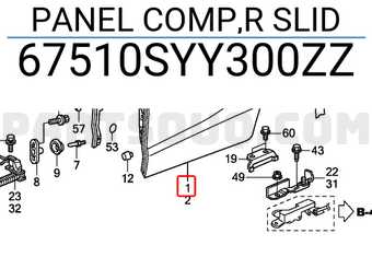 Honda 67510SYY300ZZ PANEL COMP,R SLID