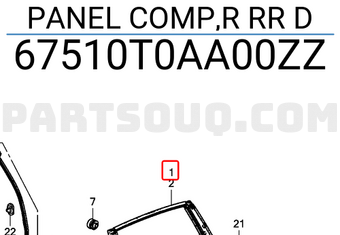 Honda 67510T0AA00ZZ PANEL COMP,R RR D