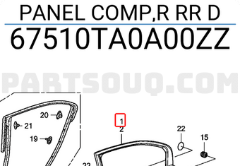 Honda 67510TA0A00ZZ PANEL COMP,R RR D
