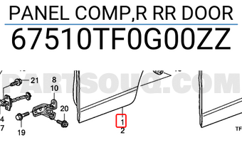 Honda 67510TF0G00ZZ PANEL COMP,R RR DOOR