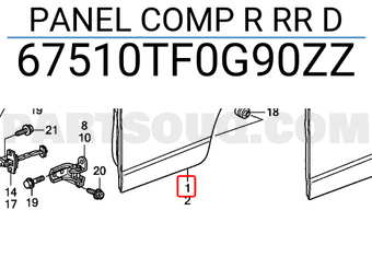 Honda 67510TF0G90ZZ PANEL COMP R RR D