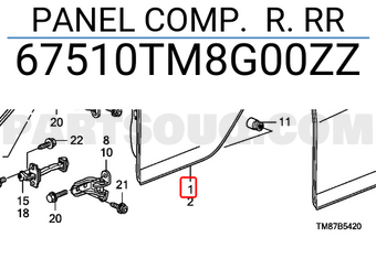 Honda 67510TM8G00ZZ PANEL COMP. R. RR