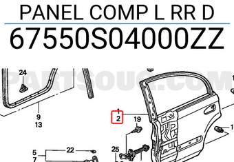 Honda 67550S04000ZZ PANEL COMP L RR D