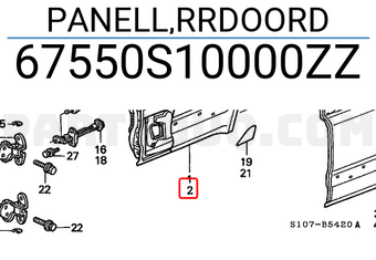 Honda 67550S10000ZZ PANELL,RRDOORD