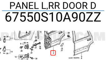 Honda 67550S10A90ZZ PANEL L,RR DOOR D