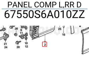 Honda 67550S6A010ZZ PANEL COMP L,RR D