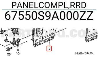 Honda 67550S9A000ZZ PANELCOMPL,RRD