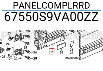 Honda 67550S9VA00ZZ PANELCOMPLRRD