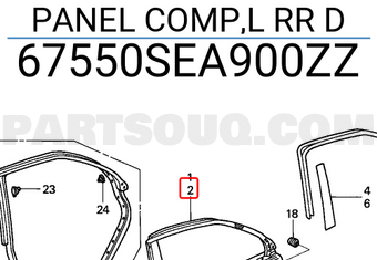 Honda 67550SEA900ZZ PANEL COMP,L RR D