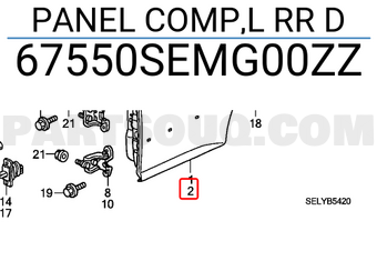 Honda 67550SEMG00ZZ PANEL COMP,L RR D