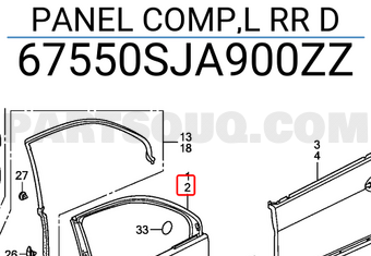Honda 67550SJA900ZZ PANEL COMP,L RR D
