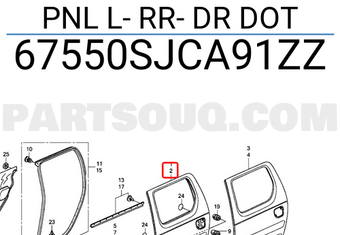 Honda 67550SJCA91ZZ PNL L- RR- DR DOT