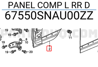 Honda 67550SNAU00ZZ PANEL COMP L RR D