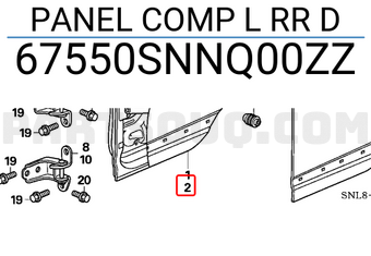 Honda 67550SNNQ00ZZ PANEL COMP L RR D