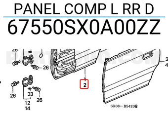 Honda 67550SX0A00ZZ PANEL COMP L RR D
