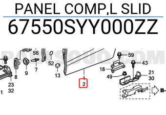 Honda 67550SYY000ZZ PANEL COMP,L SLID