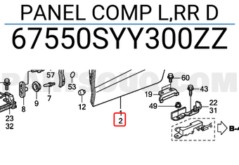 Honda 67550SYY300ZZ PANEL COMP L,RR D
