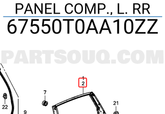 Honda 67550T0AA10ZZ PANEL COMP., L. RR
