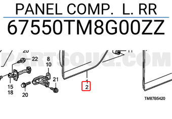 Honda 67550TM8G00ZZ PANEL COMP. L. RR