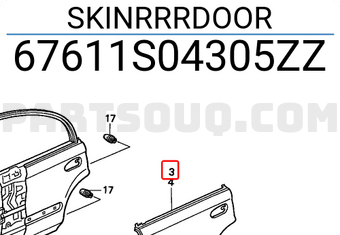 Honda 67611S04305ZZ SKINRRRDOOR