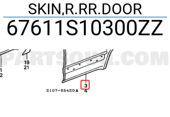 Honda 67611S10300ZZ SKIN,R.RR.DOOR