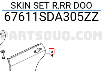 Honda 67611SDA305ZZ SKIN SET R,RR DOO