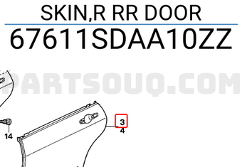Honda 67611SDAA10ZZ SKIN,R RR DOOR