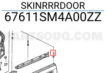Honda 67611SM4A00ZZ SKINRRRDOOR