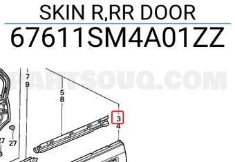 Honda 67611SM4A01ZZ SKIN R,RR DOOR