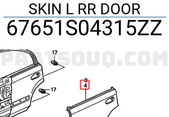 Honda 67651S04315ZZ SKIN L RR DOOR