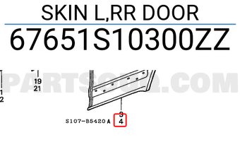 Honda 67651S10300ZZ SKIN L,RR DOOR