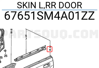 Honda 67651SM4A01ZZ SKIN L,RR DOOR