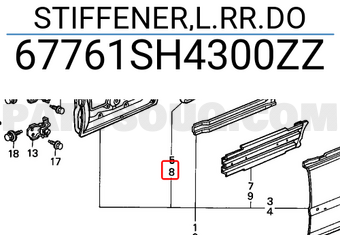 Honda 67761SH4300ZZ STIFFENER,L.RR.DO