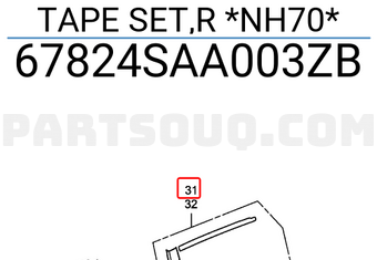 Honda 67824SAA003ZB TAPE SET,R *NH70*