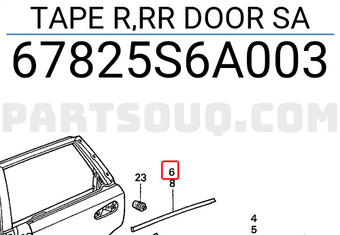 Honda 67825S6A003 TAPE R,RR DOOR SA