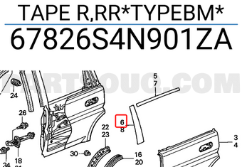 Honda 67826S4N901ZA TAPE R,RR*TYPEBM*